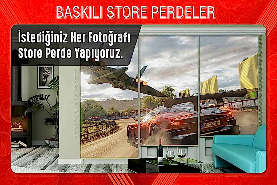 baskılı store perde