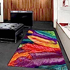 Rengarenk Yapraklı Dijital Baskılı Halı