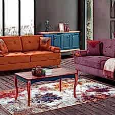 Ebruli Desenli Dijital Baskılı Halı