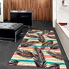 Çizgili Palmiye Tasarımlı Dijital Baskılı Halı