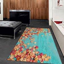 Yapraklı Tahta Desenli Dijital Baskılı Halı