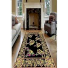 Çerçeve Çiçek Motif Desenli Dijital Baskılı Halı
