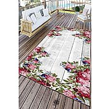 Tahta Çiçek Desenli Dijital Baskılı Halı