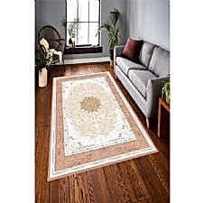 Tarihi Motifli Çerçeve Desenli Dijital Baskılı Halı