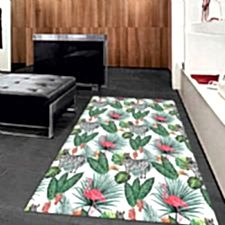 Zebra Ve Flamingo Desenli Dijital Baskılı Halı