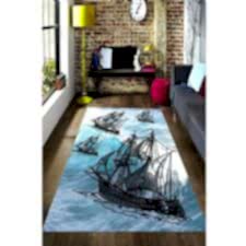 Korsan Gemisi Desenli Dijital Baskılı Halı