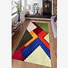 Renkli Geometrik Desenli Dijital Baskılı Halı