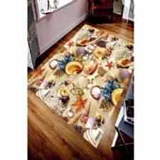 Renkli Deniz Kabukları Tasarımlı Dijital Baskılı Halı