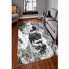 Gri Kış Aşkı Dijital Baskılı Halı