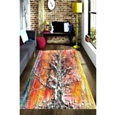 Yağlı Boya Efektli Kabartma Ağaç Dijital Baskılı Halı