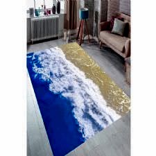 Deniz Ve Sahil Buluşması Dijital Baskılı Halı