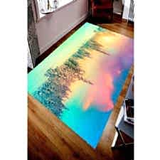 Renkli Kış Dijital Baskılı Halı