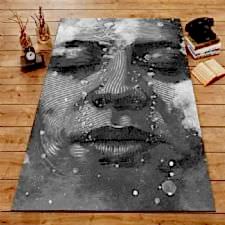 Portre Desenli Dijital Baskılı Halı