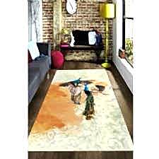 Sulu Boya Efektli Tavus Kuşu Desenli Dijital Baskılı Halı