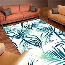 Tropikal Palmiye Desenli Dijital Baskılı Halı