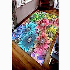 Realist Modern Çiçekler Dijital Baskılı Halı