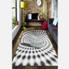 Elmas Detaylı 3D Kareler Dijital Baskılı Halı