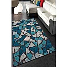 Geometrik Kadife Taşlar Ve Modern Renlkler Dijital Baskılı Halı