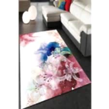 Sulu Boya Çiçekler Dijital Baskılı Halı