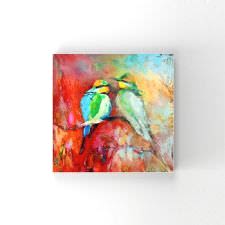 Rengarenk Kuşlar Yağlı Boya Tablosu