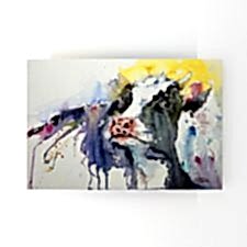 Sulu Boya İnek İllüstrasyonu Tablosu