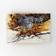 Zebra Sürüsü Yağlı Boya Tablosu