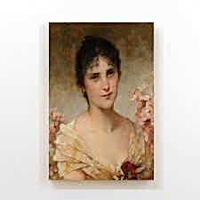 Conrad Kiesel - Girl with Flowers Tablosu