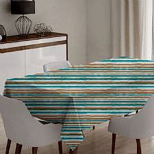 Turuncu, Mavi ve Beyaz Şerit Model Masa Örtüsü