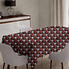 Kırmızı Çiçekli Model Masa Örtüsü