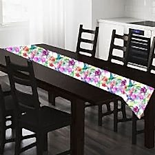 Pembe Çiçek ve Kuşlu Model Masa Örtüsü