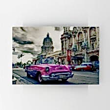 Klasik Pembe Otomobil Tablosu