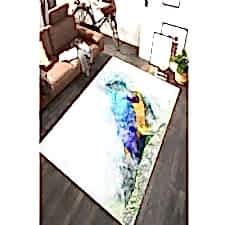 Suluboya Efektli Özgür Kuş Dijital Baskılı Halı