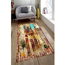 Kiremitlerin Arasındaki Tablo Dijital Baskılı Halı