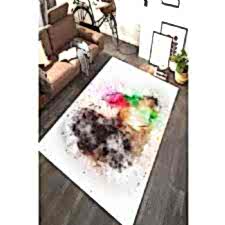 Suluboya Efektli Çiçek Sevgisi Portre Dijital Baskılı Halı