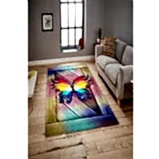 Renkli Kutu Zemin Ve Modern Kelebek Dijital Baskılı Halı