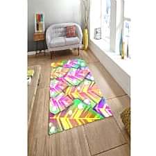 3D Damlacıklı Yaprak Çizimleri Dijital Baskılı Halı