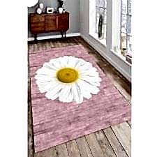 Realist Papatya Çizimi Dijital Baskılı Halı