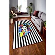 Boyama Aslan Çizgili Zemin Dijital Baskılı Halı