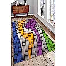 Geometrik Birleşme Ve Modern Renkler Dijital Baskılı Halı