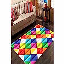 Gölgeli Kare Renkler Dijital Baskılı Halı