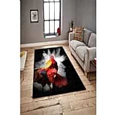 Horozlar Ve Renk Sıçraması Dijital Baskılı Halı