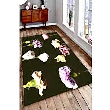 Realist Karşılıklı Çiçekler Dijital Baskılı Halı