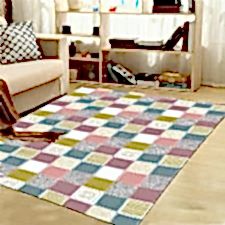 Renkli Kare Desenli Dijital Baskılı Halı