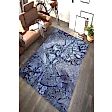 Mavi Tonları Su Akan Kayalar Dijital Baskılı Halı