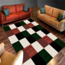 Renkli Dama Desenli Dijital Baskılı Halı