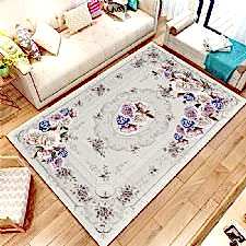 Gül Motifli Ayna Desenli Dijital Baskılı Halı