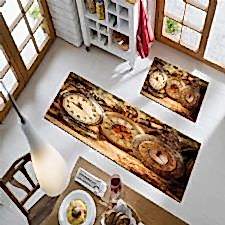 Köstekli Saat Desenli Dijital Baskılı Halı