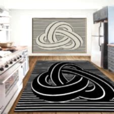 Modern Halka Desenli Dijital Baskılı Halı