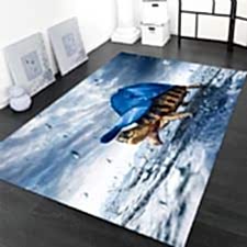 Mavi Kaplumbağa Desenli Dijital Baskılı Halı