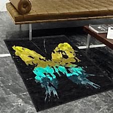 Abstract Kelebek Desenli Dijital Baskılı Halı